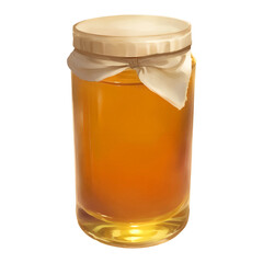 Honey Jar with Cloth Lid Isolated Detailed Hand Drawn Painting Illustration