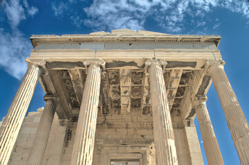 The North Porch of the Erechtheum from the Acropolis of Athens - Greece..