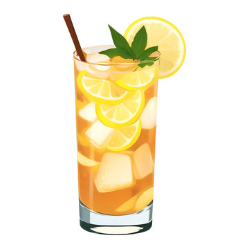 iced tea with lemon slices and straw clip art preview