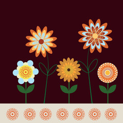 A composition of four flowers. Vector file for designs.