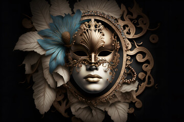 Elegant composition with venetian carnivals mask 3d render  made with Generative AI