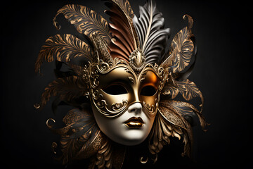 Elegant composition with venetian carnivals mask 3d render  made with Generative AI