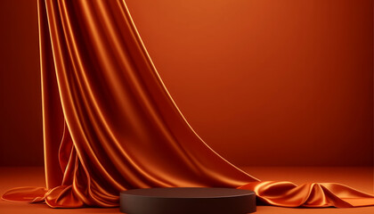 Podium Product Display Stand Red with Velvet Courtain