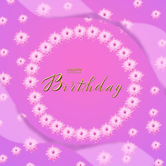 postcard , Internet banner , flat lay with a birthday greeting, with the inscription - happy birthday, 3d illustration