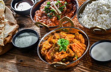 Hot madras paneer and vegetable masala with rice