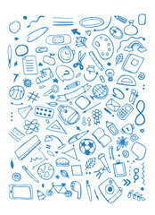 Back to school vector set of bright elements. Educational clipart. School supplies. Cute flat style classroom objects. Ready for school stuff. Back to school. Vector illustration