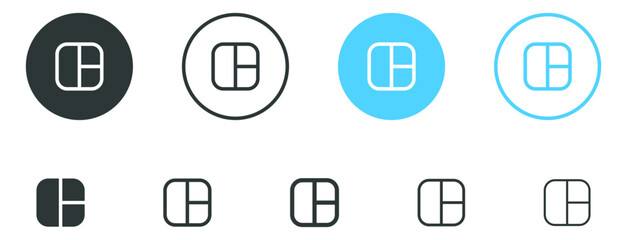 Layout icon, photo grid icon, dashboard page sign button, photos frame collage icon - editing workspace sidebar icons