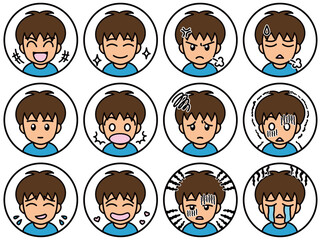 ブログで使える丸アイコン　ベクター版　男性01　ショートカット
