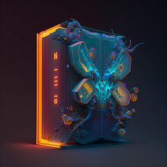 Neon Computer Case - Generative AI Illustration of a case with neon lights