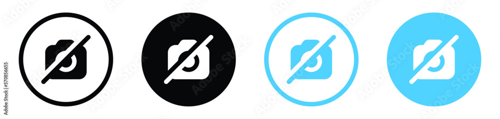 Poster no camera photos icon, camera off icon, ban photo camera sign button - user interface mobile app ico