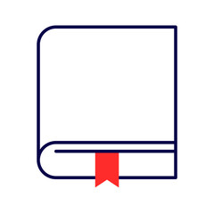 Icon of a closed book with a bookmark. Semi flat vector illustration, editable stroke