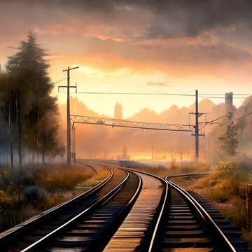 railway in the morning