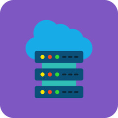 Cloud Storage Multicolor Round Corner Flat Icon