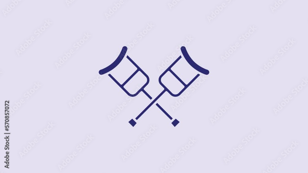 Poster blue crutch or crutches icon isolated on purple background. equipment for rehabilitation of people w