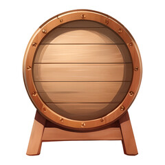 Naklejka premium Wooden Barrel with Stand Front View Isolated Detailed Hand Drawn Painting Illustration
