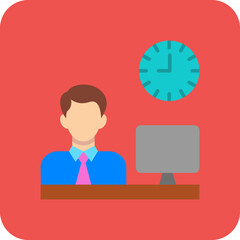 Working Hours Multicolor Round Corner Flat Icon