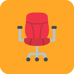 Office Chair Multicolor Round Corner Flat Icon