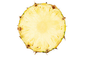 Pineapple with slices isolated on white background. Tasty raw whole tropical fruit, healthy nutrition concept.