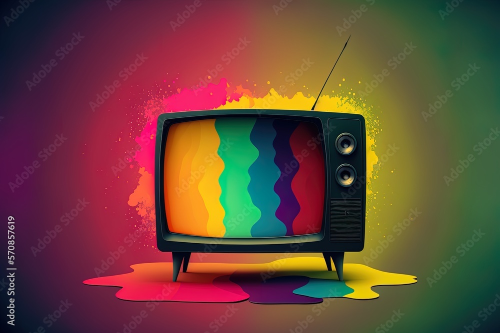 Poster tv program with vividly colored backdrop generative ai