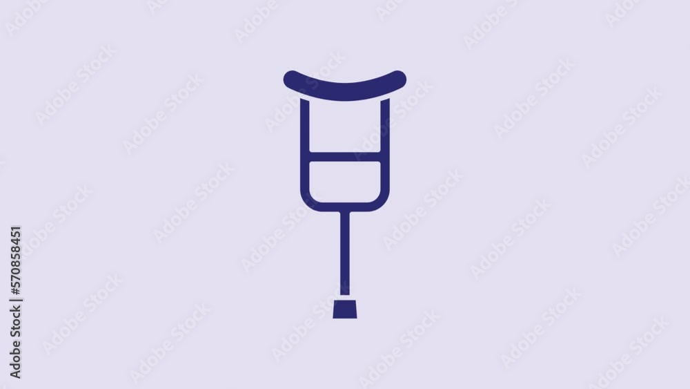 Poster blue crutch or crutches icon isolated on purple background. equipment for rehabilitation of people w