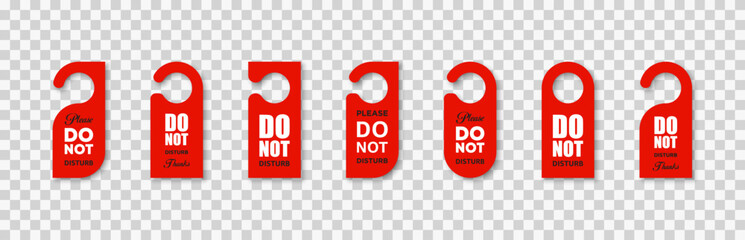 Hotel room hanger set. Do not disturb labels. Vector EPS 10