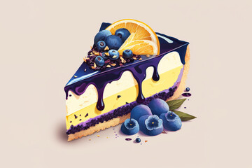 Blueberry Cheesecake Dessert Illustration (Generative AI)