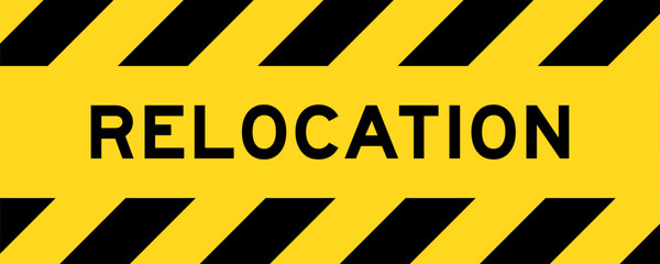 Yellow and black color with line striped label banner with word