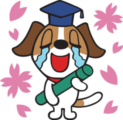 ジャックラッセルテリア犬　卒業式イラスト