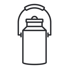 Milk can iron bin tank outline icon. Vintage milk can line vector illustration.