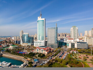 Obraz premium Aviation Potal Qingdao Coast Line Bay Area Landscape