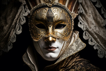 Elegant mask of venetian carnival 3d render made with Generative AI	
