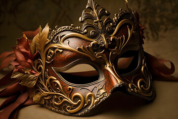 Elegant mask of venetian carnival 3d render made with Generative AI	

