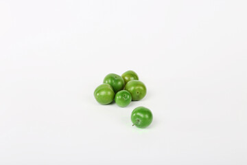 Greengage plums isolated on white background