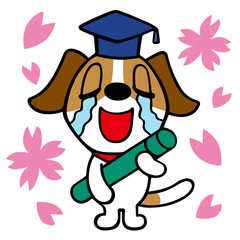 ジャックラッセルテリア犬　卒業式イラスト