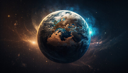 Fototapeta na wymiar Earth view from space. World 3D illustration. 
