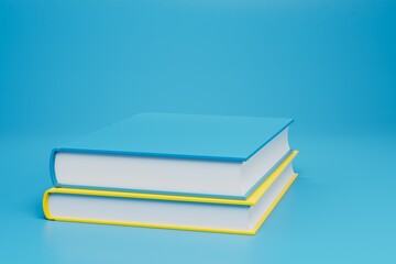 the concept of continuous learning. a stack of books on a blue background. 3D render