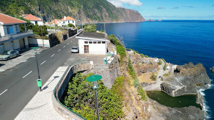 Aerial view of Seixal coastline in Madeira, Portugal