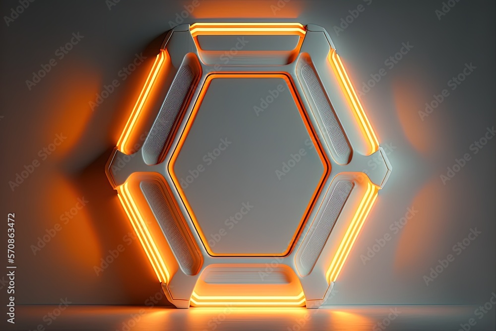 Aufkleber the edge is illuminated orange and the surface is white with an embossed shape. all-tech octagonal n