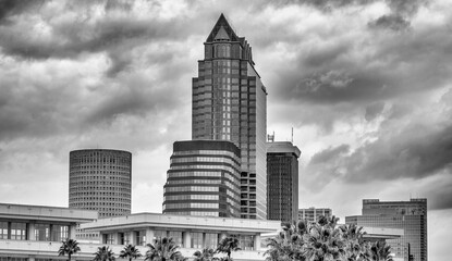 Tampa skyscrapers on a cloudy morning, Florida