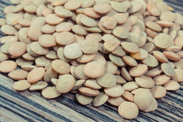 Green lentil seeds containing vitamins and minerals. Healthy eating