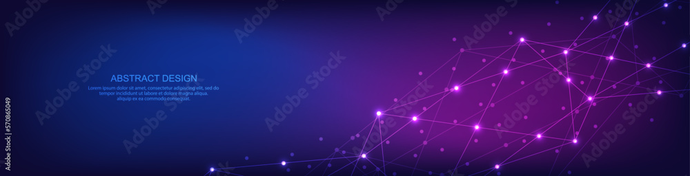 Poster digital technology background of global network connection and communication with connecting the dot