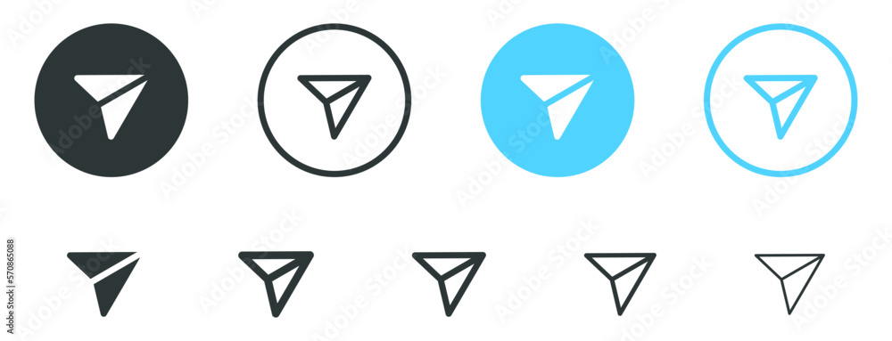 Poster Send message icon, share icon, message sent sign button, forward direct message icon - paper plane icons