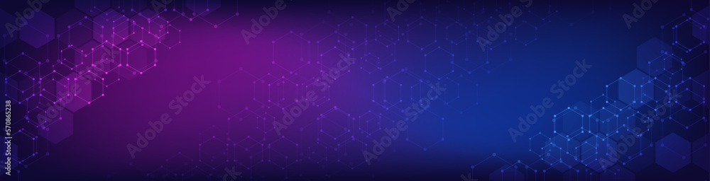 Poster abstract technology background and geometric pattern with hexagons for banner design or header