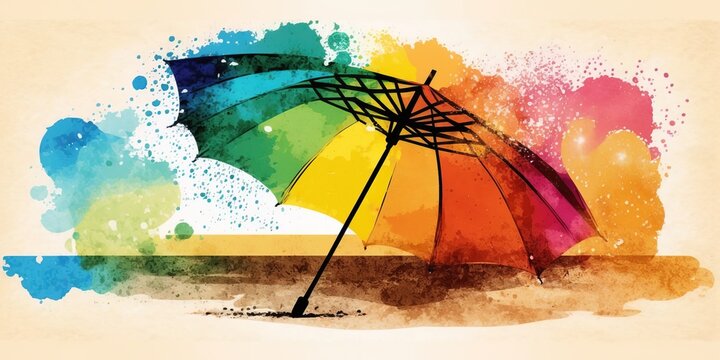 Beach umbrella isolated image for background design simple with copy space
