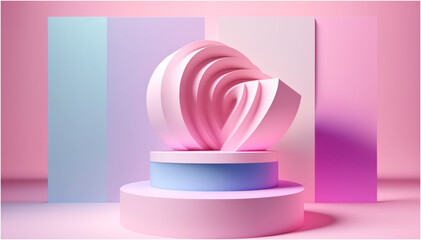 Background Podium Display for Beauty Fashion Product Concept Showcase with Candy Gradient Pastel Pink Purple Colors Illustration