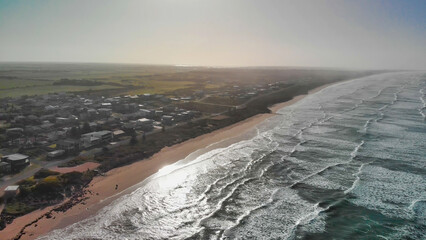 Victor Harbor coastline in South Australia, aerial view from drone
