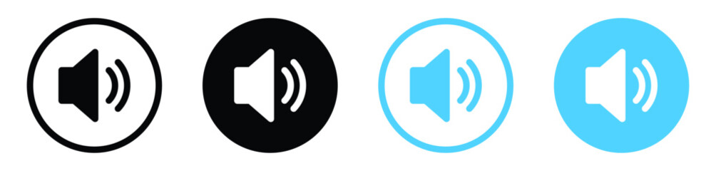 Speaker icon, Volume icon, sound voice sign button, Loudspeaker icon - control audio icons