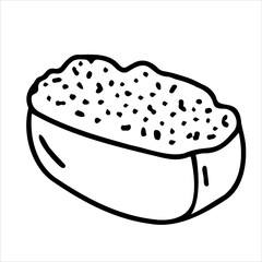 Japanese sushi roll in hand drawn doodle style. Asian food for restaurants menu. Logo, clipart, sketch.