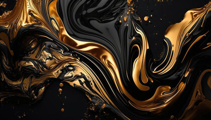 Abstract black and gold glitter marble textured background,  Generative AI design