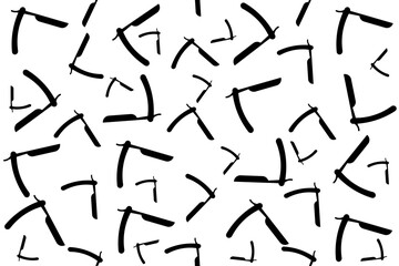 Seamless pattern with black dangerous razor on white background. Logo for barbershop. Website banner for fashion salon.